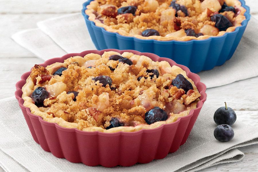 Mini Streusel De Manzanas Y Arándanos En Moldes De Silicona